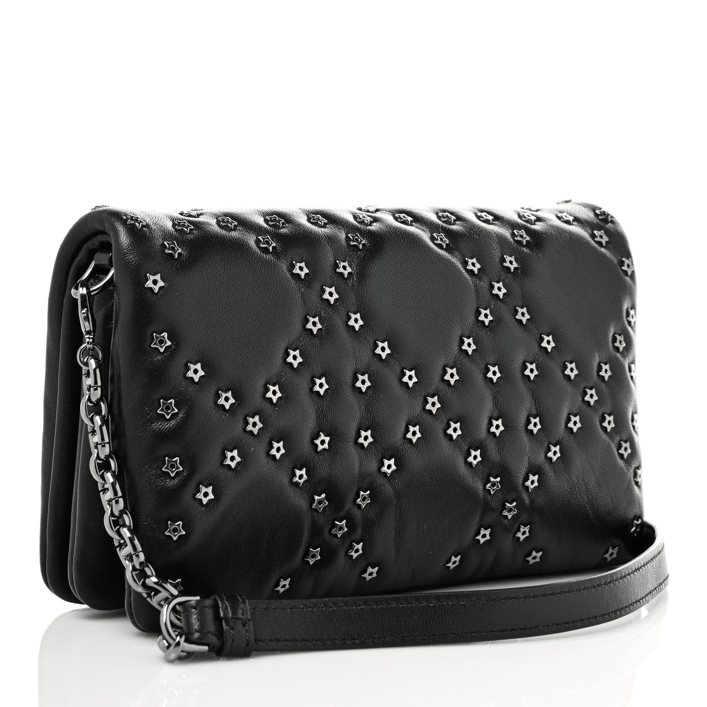 Calfskin Star Motif Macrocannage Mini Caro Bag Black