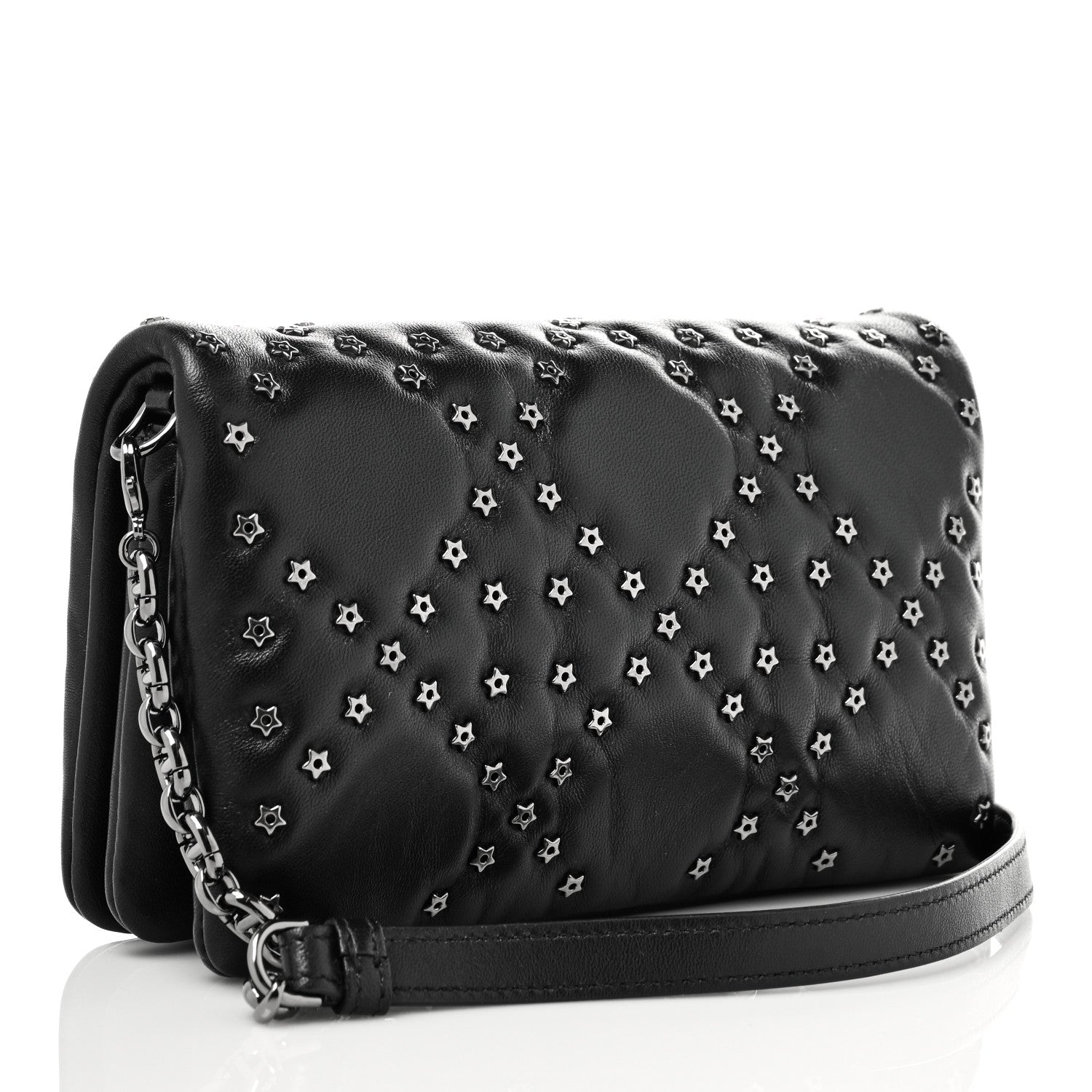Christian Dior Calfskin Star Motif Macrocannage Mini Caro Bag Black 2 of 9