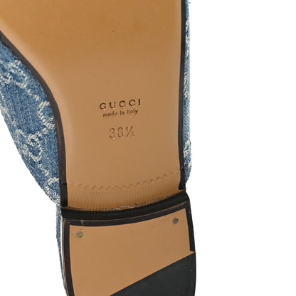 Gucci New Denim GG Malaga Kid Womens Princetown Slippers 38.5 Light Blue Royale 7 of 9