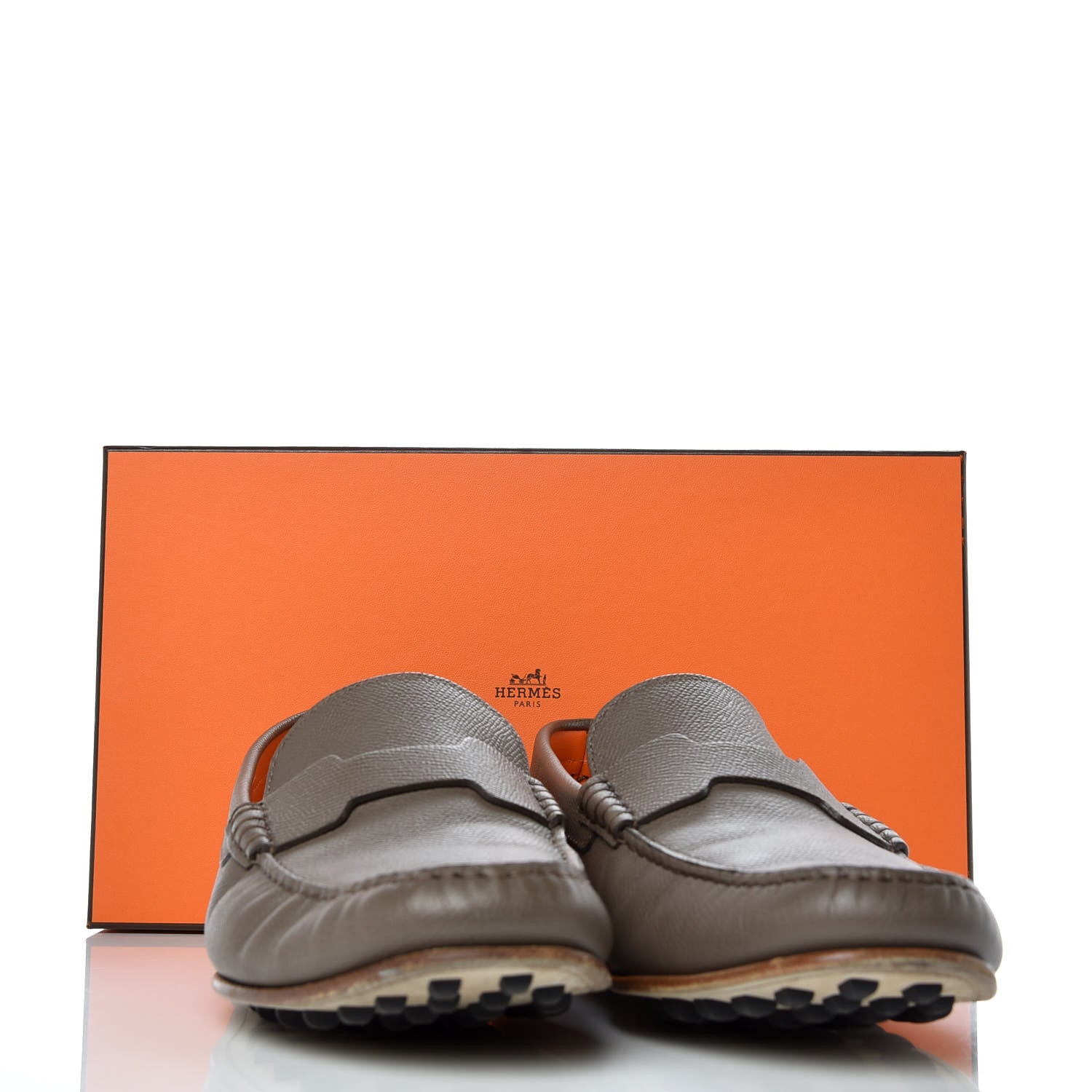 Hermes Epsom Mens Oscar Loafers 42 Etoupe 10 of 10