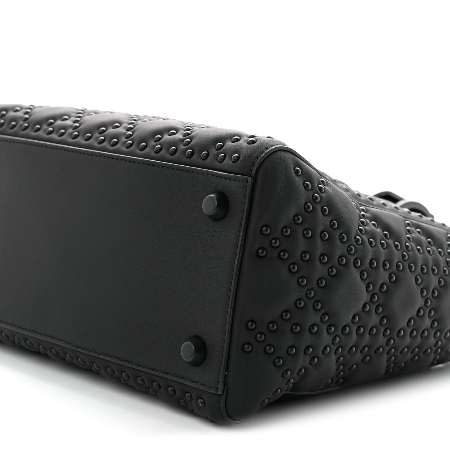 UItra Matte Calfskin Cannage Studded Medium Supple Lady Dior Black