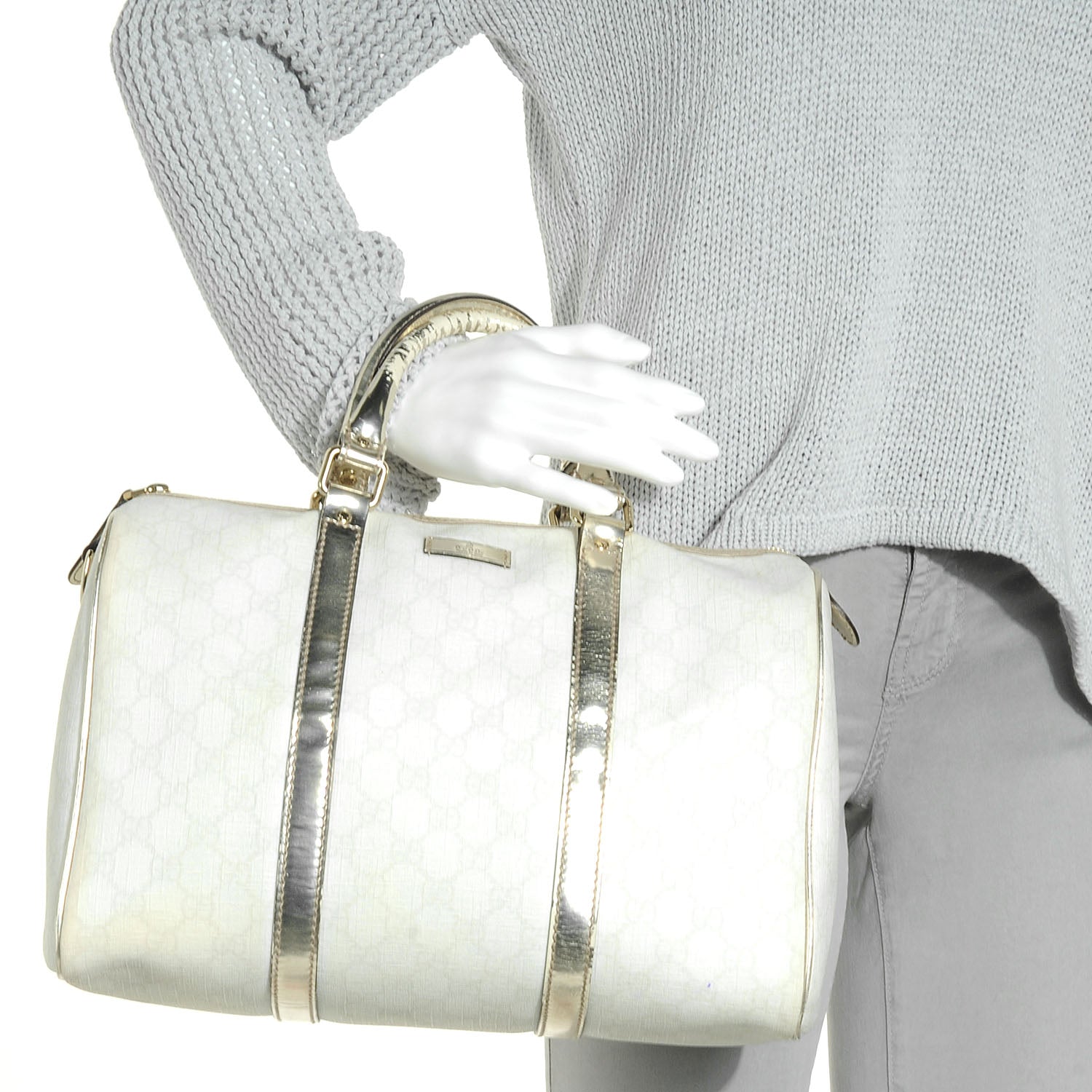 Gucci Monogram Medium Joy Boston Metallic 2 of 21