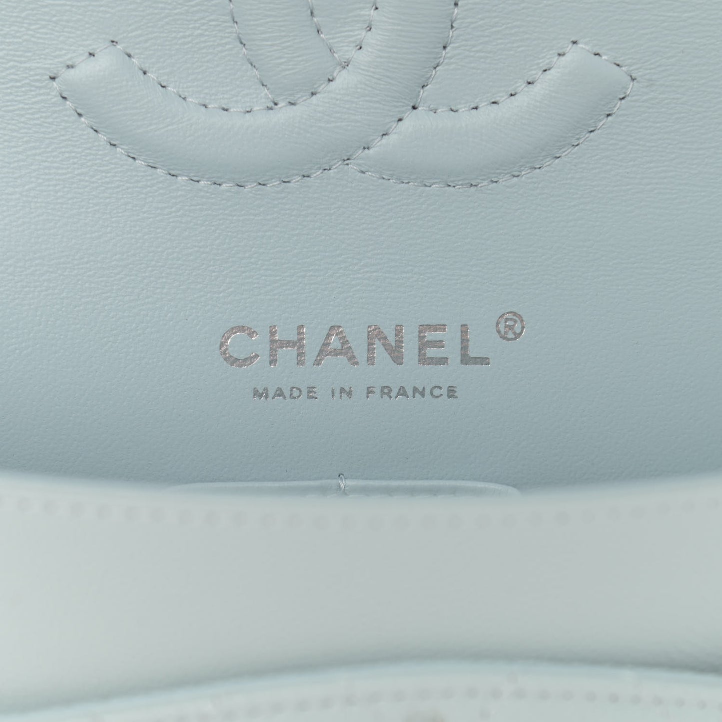 Caviar Quilted Medium Double Flap Light Blue