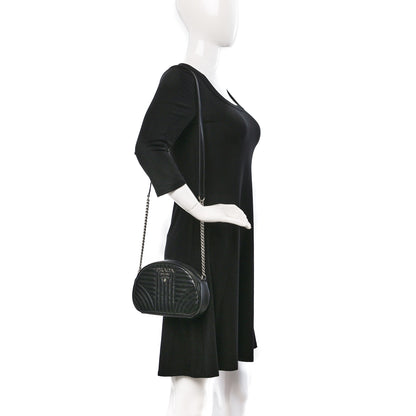 Prada Soft Calfskin Impunture Diagramme Dome Crossbody Bag Black 2 of 8