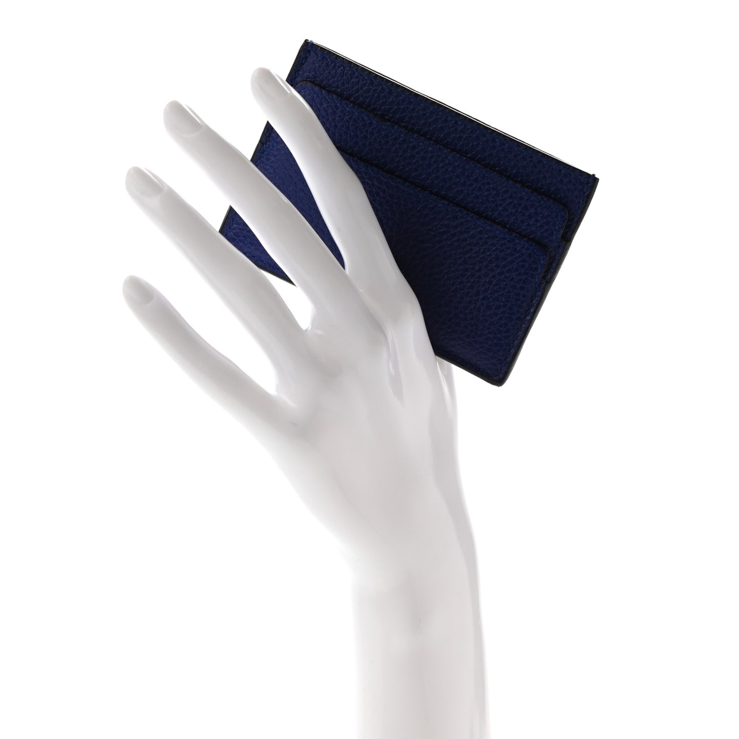 Calfskin Skull Card Holder Blue
