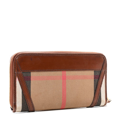 Burberry House Check Bridle Calfskin Ziggy Zip Around Wallet Dark Tan 3 of 10