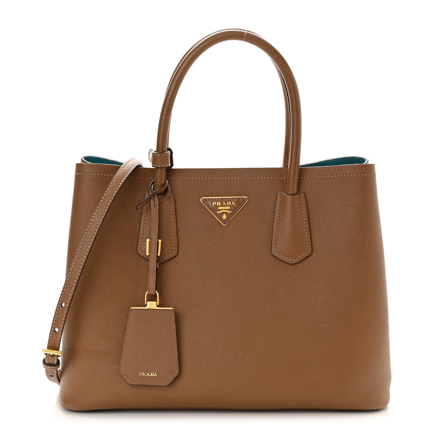 Prada Saffiano Cuir Small Double Bag Cannella Cocco 1 of 18