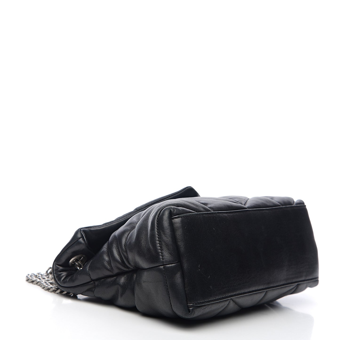 Lambskin Quilted Small Loulou Puffer Monogram Chain Satchel Black