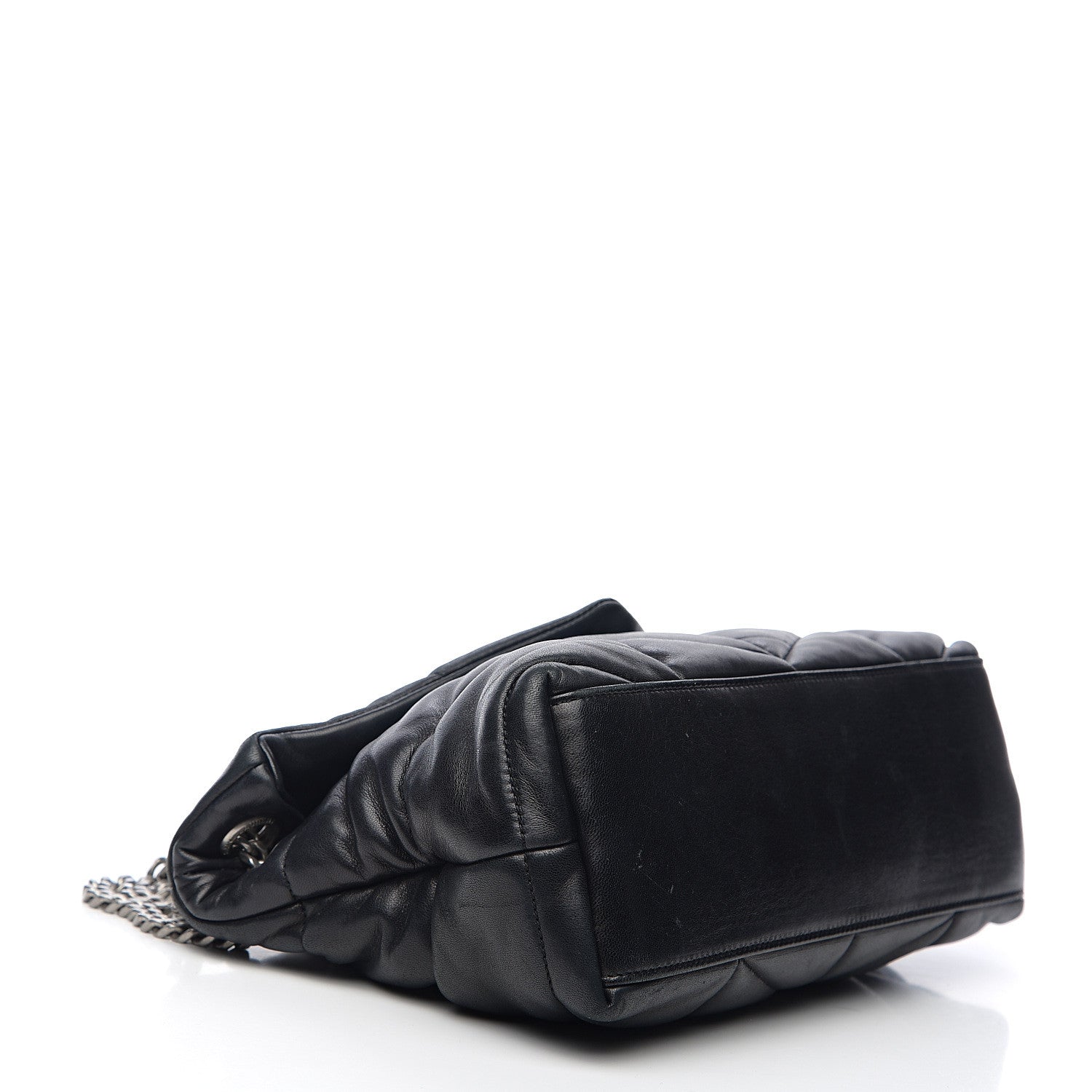 Saint Laurent Lambskin Quilted Small Loulou Puffer Monogram Chain Satchel Black 3 of 9