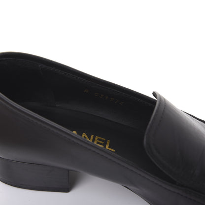 Chanel Calfskin CC Mocassin Loafers 38.5 Black 8 of 9