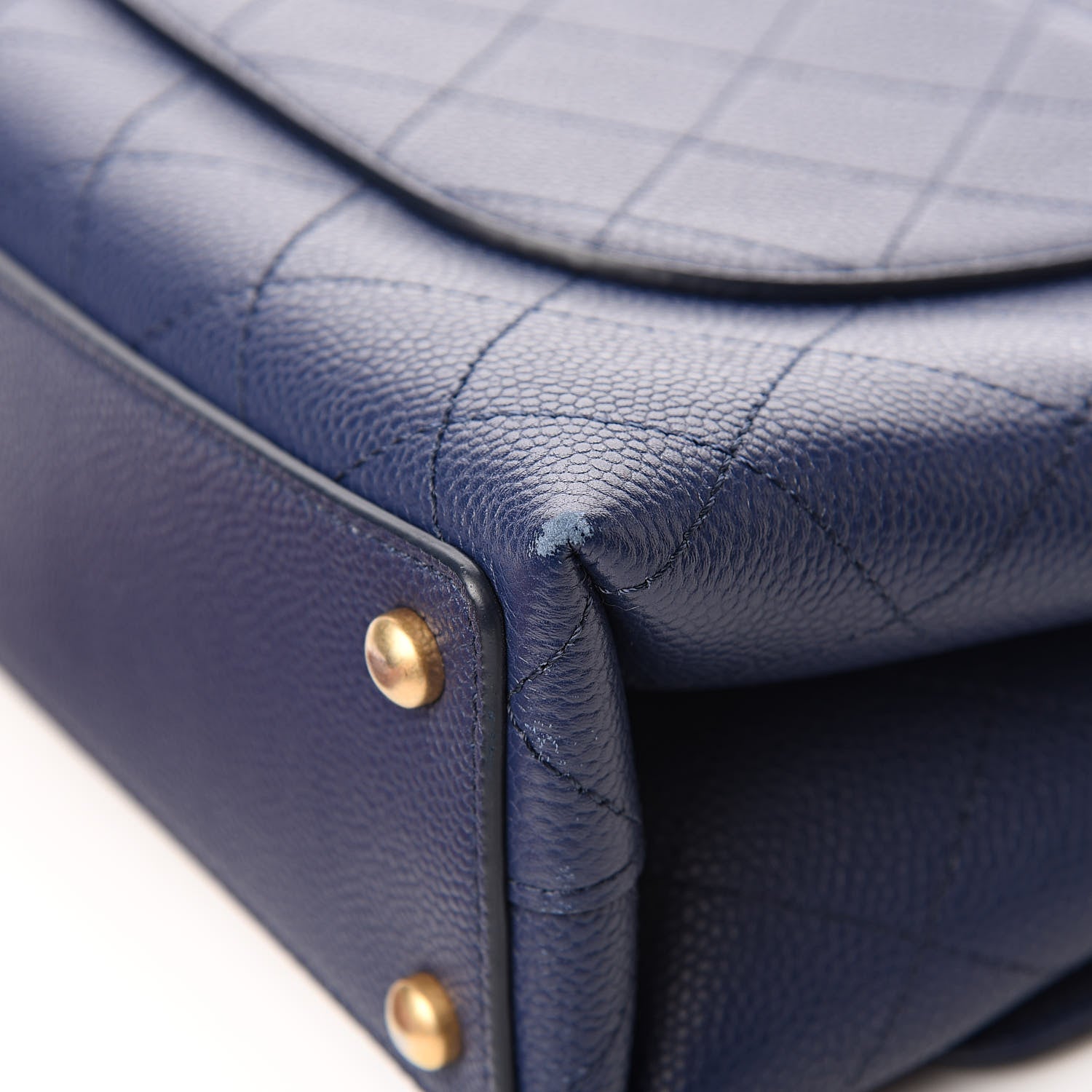Chanel Grained Calfskin Stitched Flap Navy Blue 11 of 13