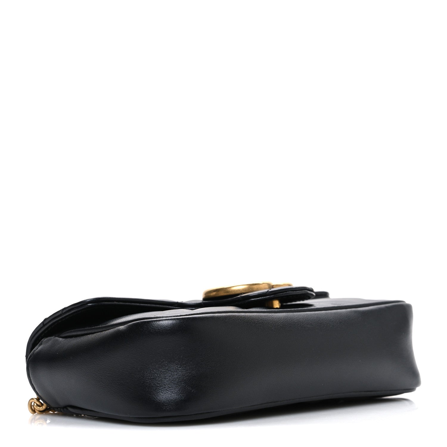 Gucci Calfskin Matelasse Super Mini GG Marmont Shoulder Bag Black 3 of 9