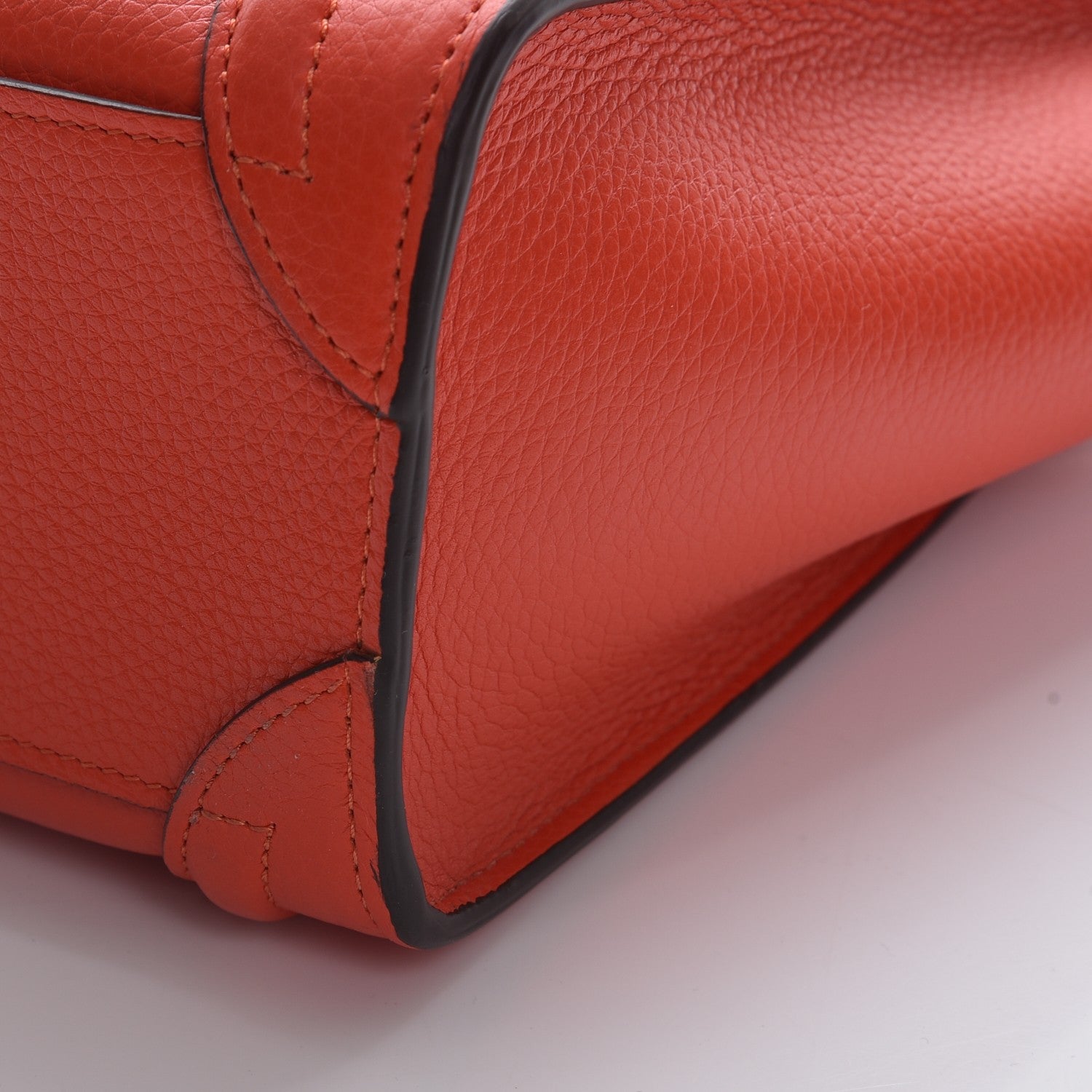 Celine Drummed Calfskin Nano Luggage Vermillion 12 of 14