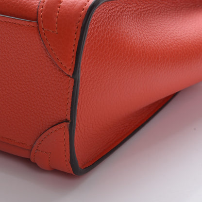 Celine Drummed Calfskin Nano Luggage Vermillion 12 of 14