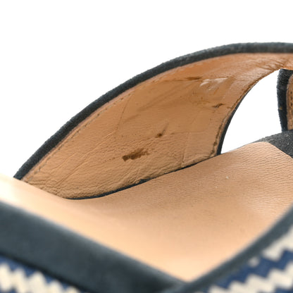 Jimmy Choo Woven Raffia Stripe Parker Wedge Sandals 38 Dusk Blue 8 of 11
