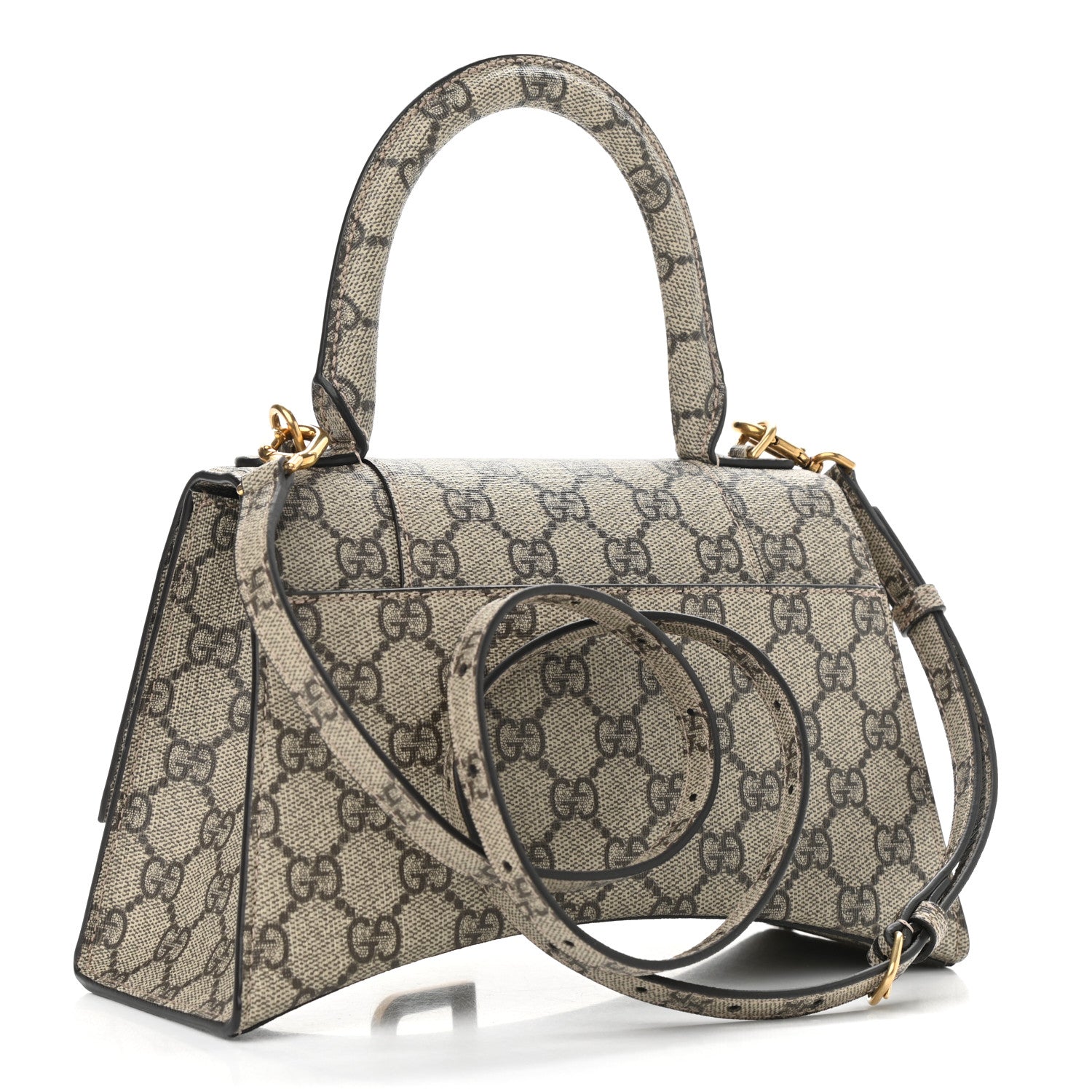 Balenciaga X GUCCI GG Supreme Monogram Small Hourglass Top Handle Bag Beige Ebony 3 of 9