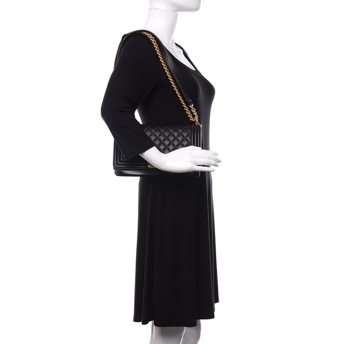 Calfskin Quilted Medium Boy Flap Black