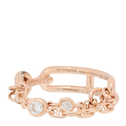 Hermes 18K Rose Gold Diamond PM Chaine d'Ancre Chaos Ring 51 5.75 1 of 5