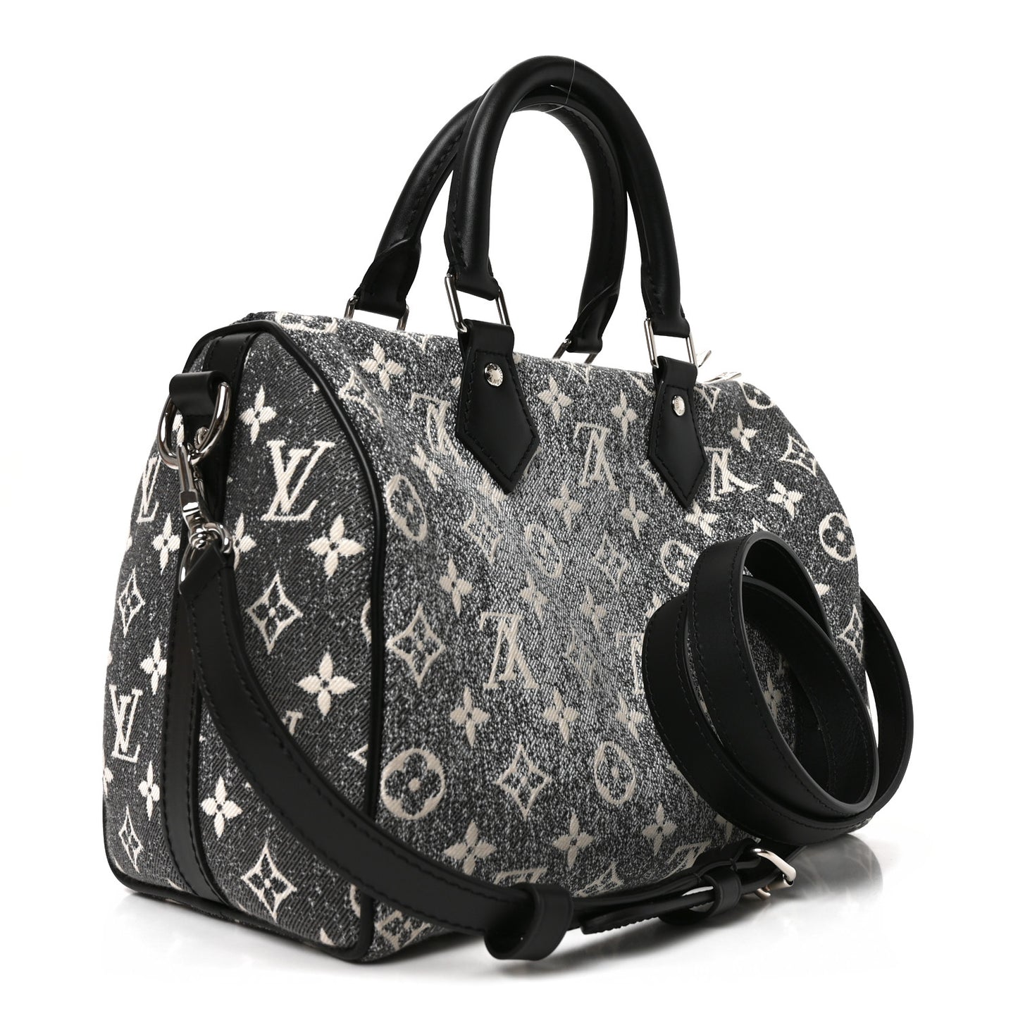 Denim Monogram Jacquard Speedy Bandouliere 25 Black