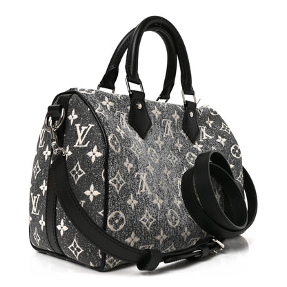 Louis Vuitton Denim Monogram Jacquard Speedy Bandouliere 25 Black 3 of 9