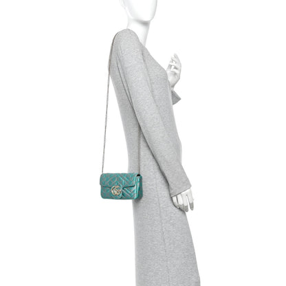 Gucci Canvas Lame GG Monogram Super Mini GG Marmont Shoulder Bag Turquoise Multicolor 2 of 10