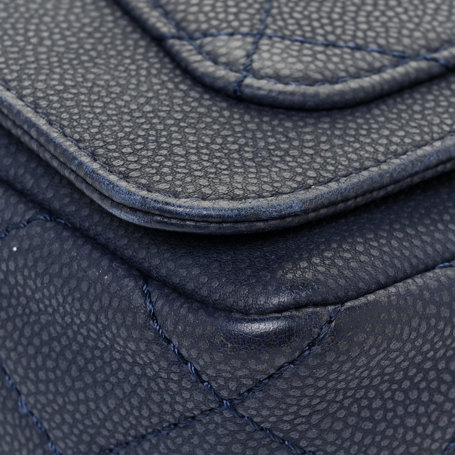 Chanel Washed Caviar Quilted Medium Turn Around Ligne Flap Navy 5 of 17