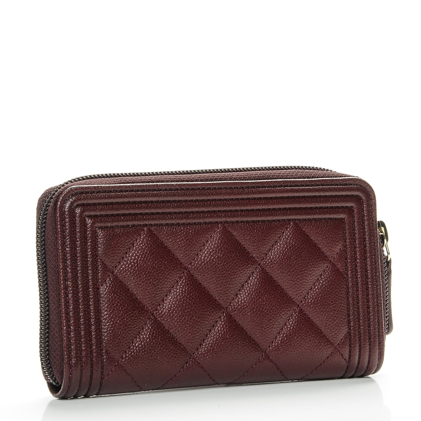 Caviar Quilted Small Boy Zip Around Wallet Dark Purple