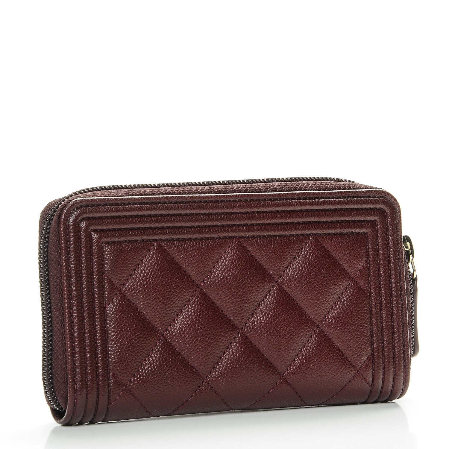 Chanel Caviar Quilted Small Boy Zip Around Wallet Dark Purple 3 of 8