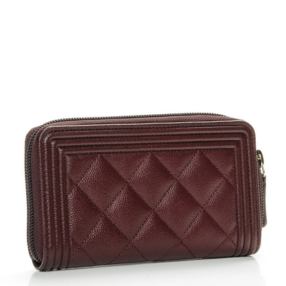 Chanel Caviar Quilted Small Boy Zip Around Wallet Dark Purple 3 of 8