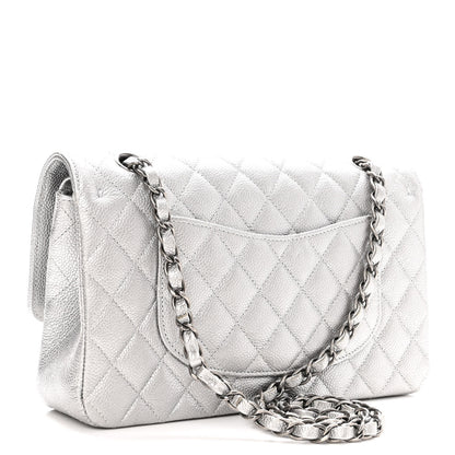 Chanel Metallic Caviar Quilted Medium Double Flap Silver 3 of 10