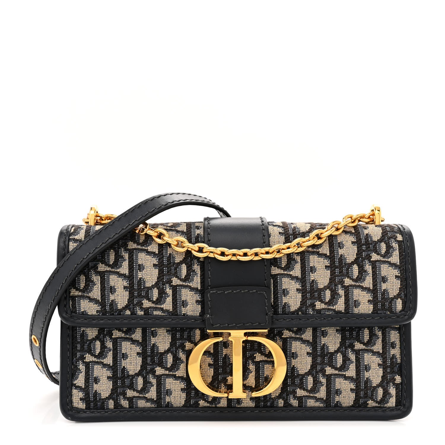 Christian Dior Oblique 30 Montaigne East West Chain Flap Bag Blue 1 of 11