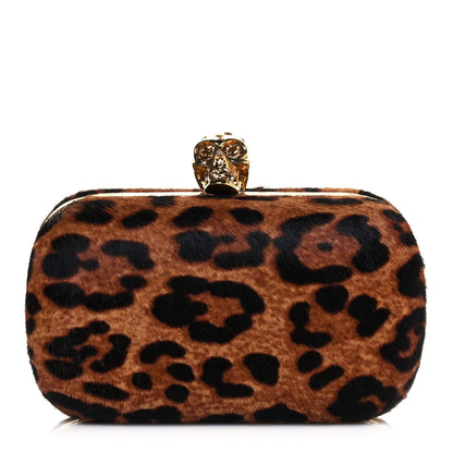 Alexander McQueen Calf Hair Leopard Print Skull Box Clutch 1 of 13