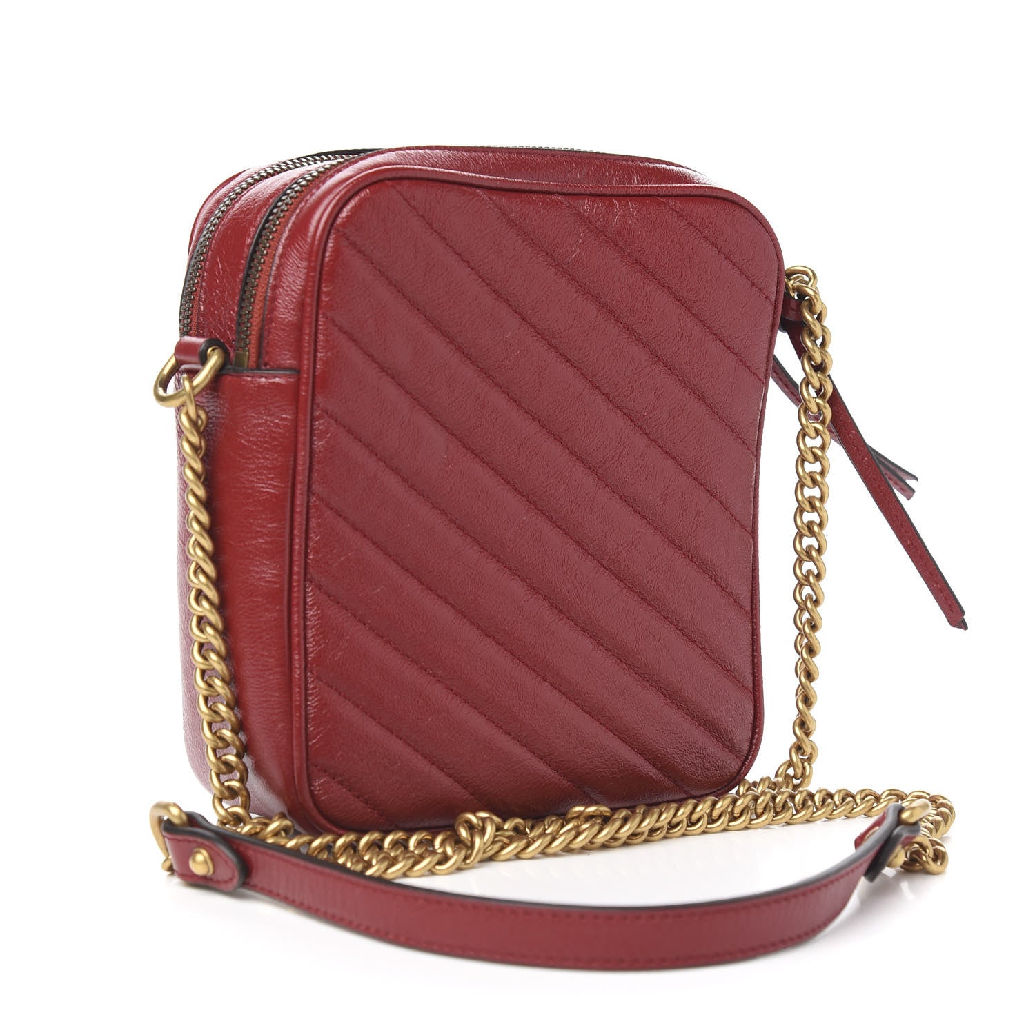 Gucci Azalea Calfskin Matelasse Diagonal Tall GG Marmont Crossbody Bag Romantic Cerise 2 of 9