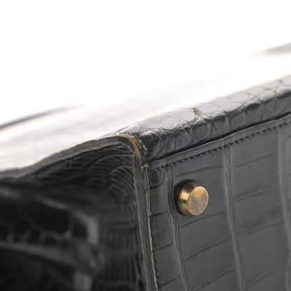 Hermes Shiny Crocodile Kelly Sellier 32 Black 13 of 23