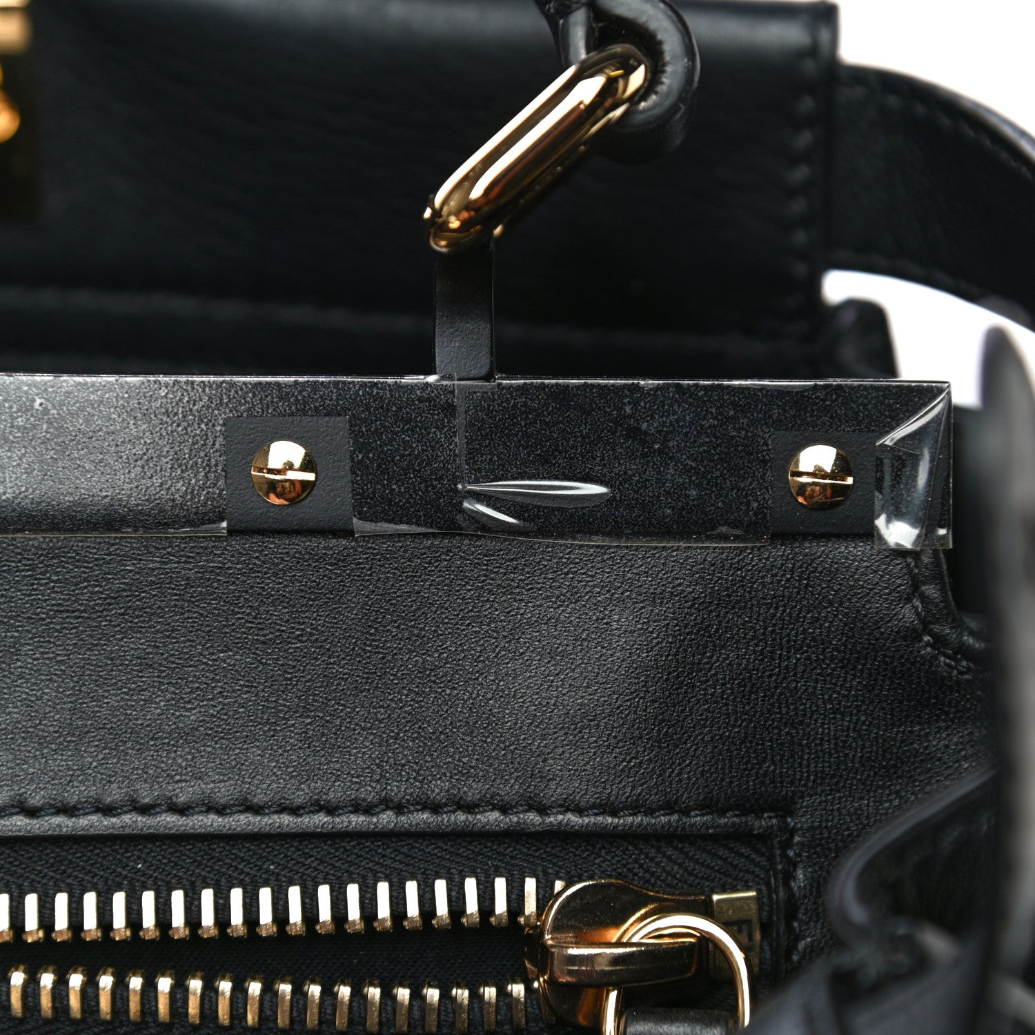 Fendi Vitello Seta Shiny Nappa Medium Peekaboo Iconic Satchel Black 12 of 18
