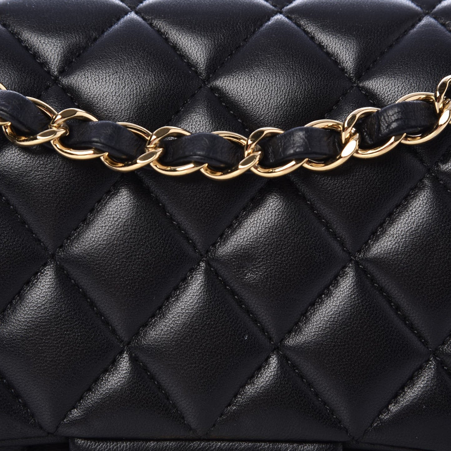 Lambskin Quilted Medium Double Flap Black