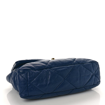 Chanel Goatskin Quilted Large Chanel 19 Flap Navy Blue 4 of 9