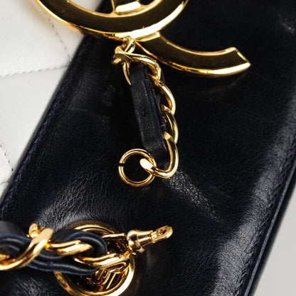 Chanel Lambskin Quilted Shoulder Bag White Navy 7 of 8