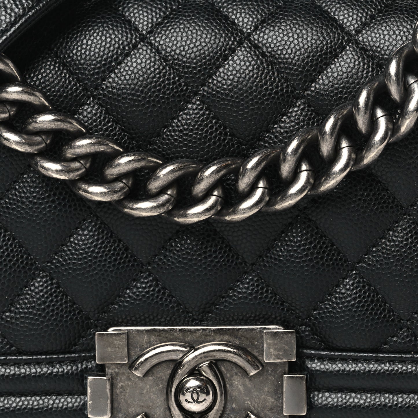 Caviar Quilted Small Boy Flap Black