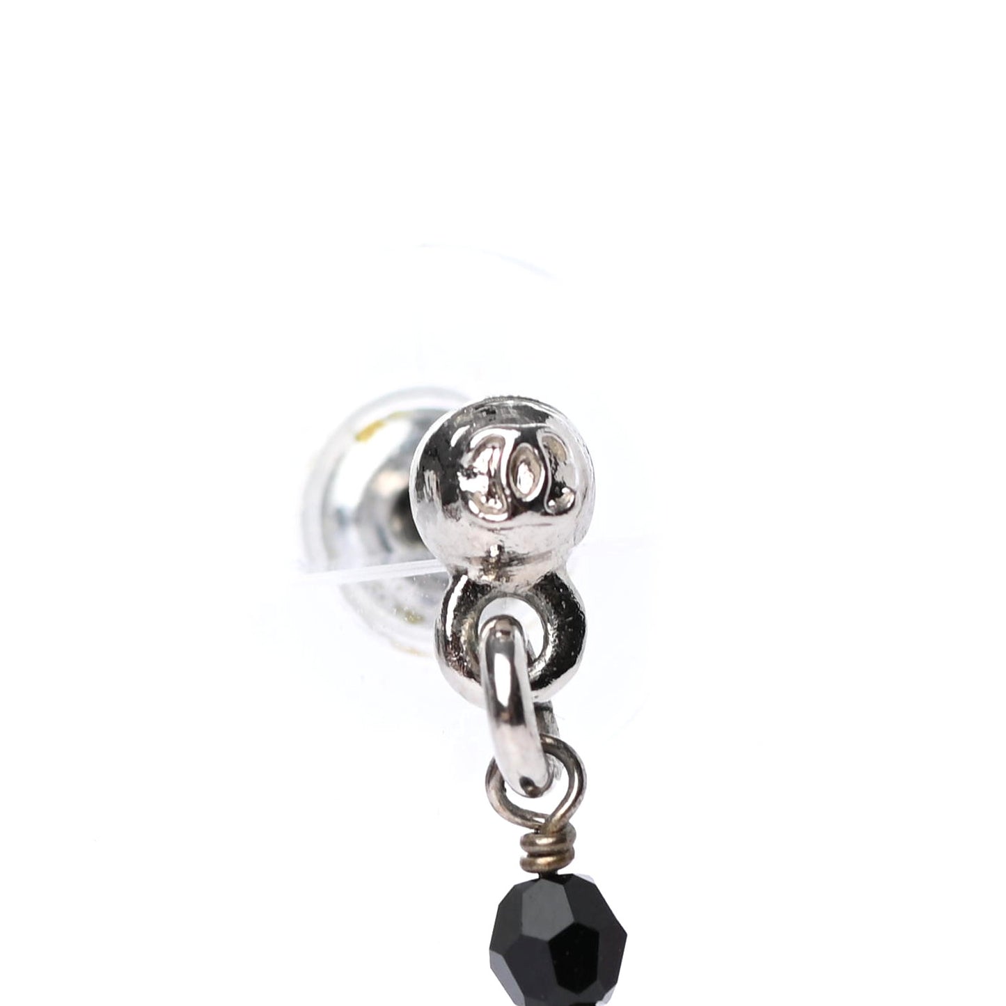 Pearl Crystal CC Tweed Drop Earrings Silver Blue Black