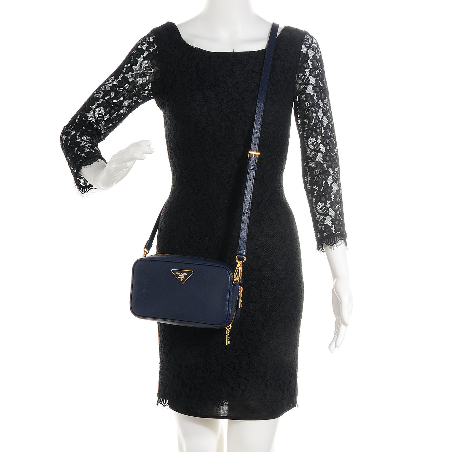 Saffiano Mini Camera Crossbody Bleuette