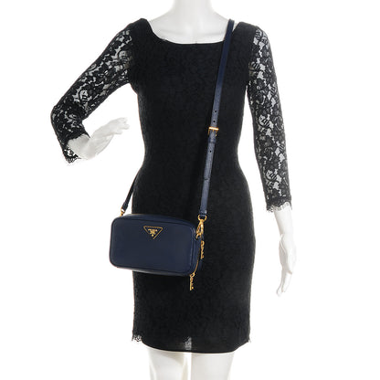 Prada Saffiano Mini Camera Crossbody Bleuette 2 of 8