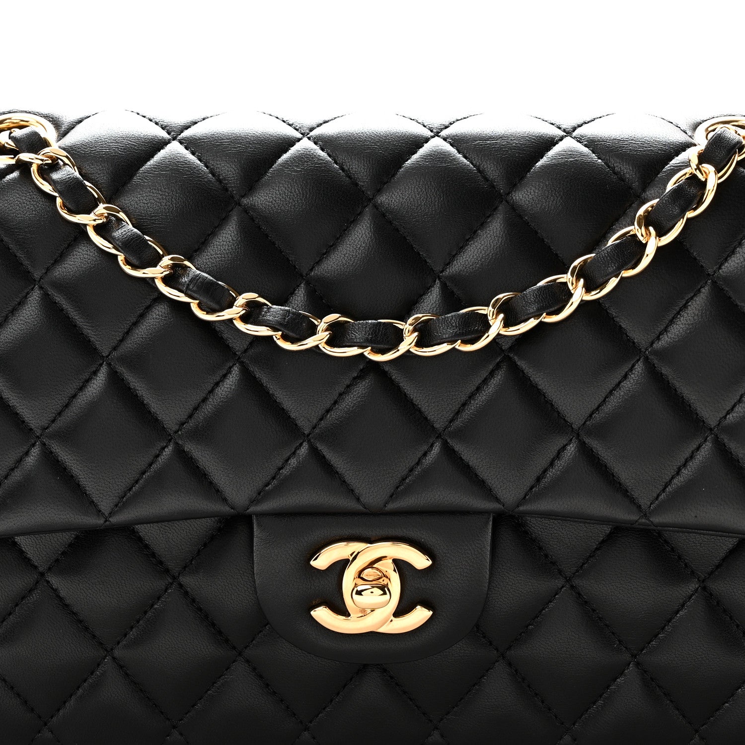 Chanel Lambskin Quilted Medium Double Flap Black 8 of 10