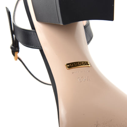 Gucci Lifford Calfskin GG Marmont Ankle Wrap 75mm Sandals 36.5 Black 9 of 11