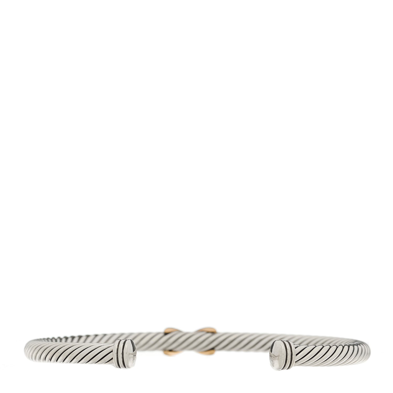 David Yurman Sterling Silver 18K Yellow Gold 4mm X Station Cable Bracelet 2 of 3