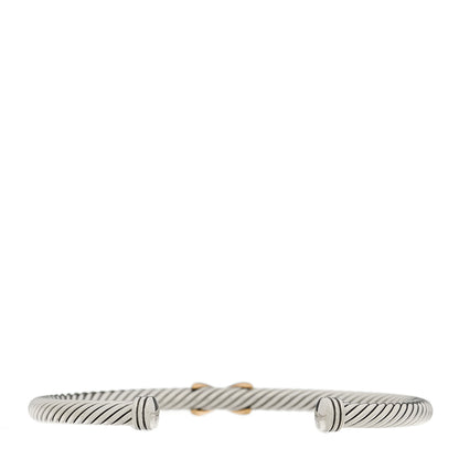 David Yurman Sterling Silver 18K Yellow Gold 4mm X Station Cable Bracelet 2 of 3