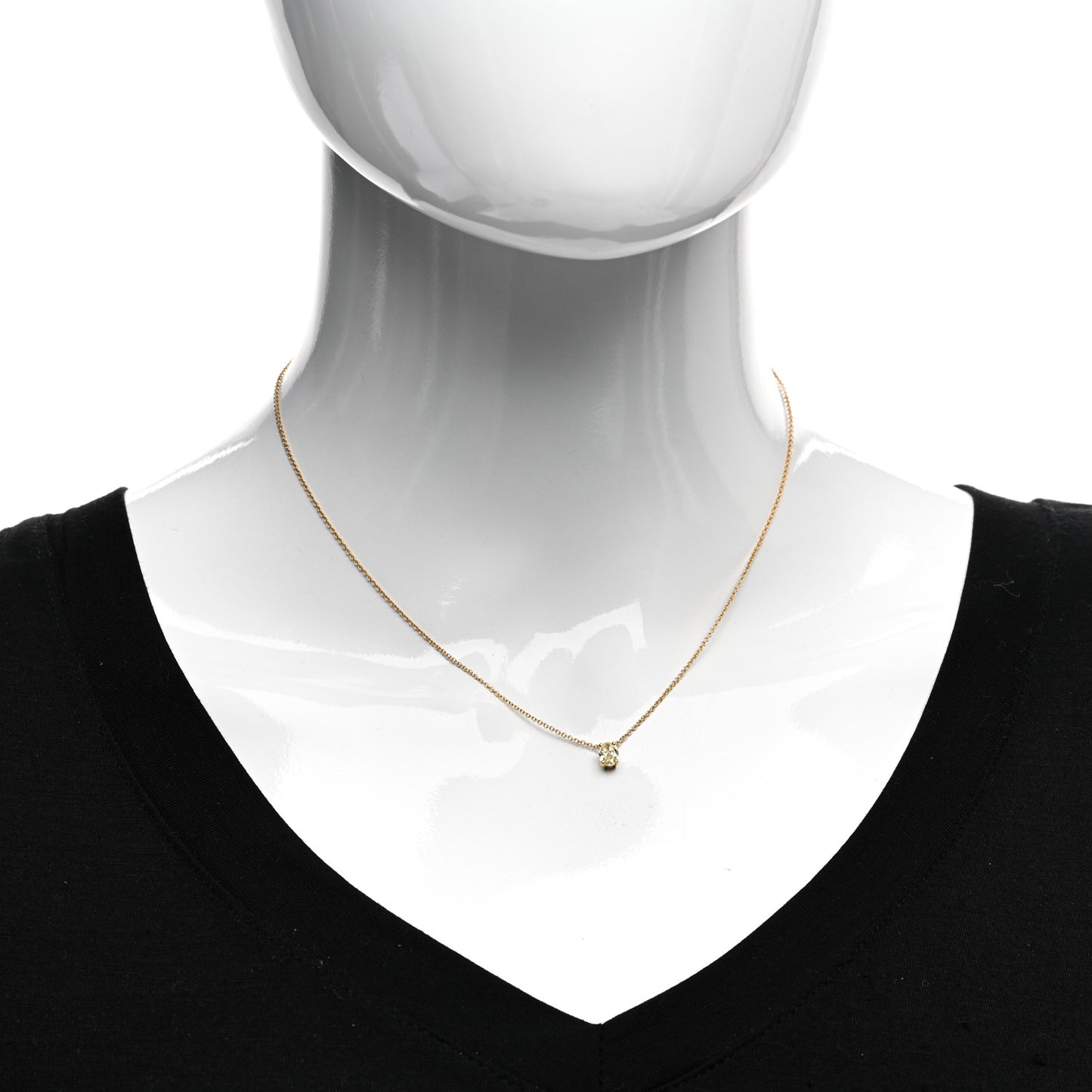 18K Yellow Gold Fancy Intense Yellow Diamond .40ct Oval Pendant Necklace