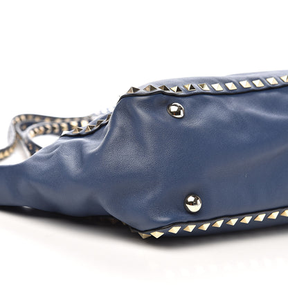 Valentino Garavani Vitello Small Rockstud Tote Indigo 10 of 12