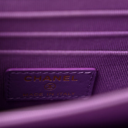 Chanel Lambskin Enamel Quilted Pending CC Clutch With Chain  Purple 6 of 13