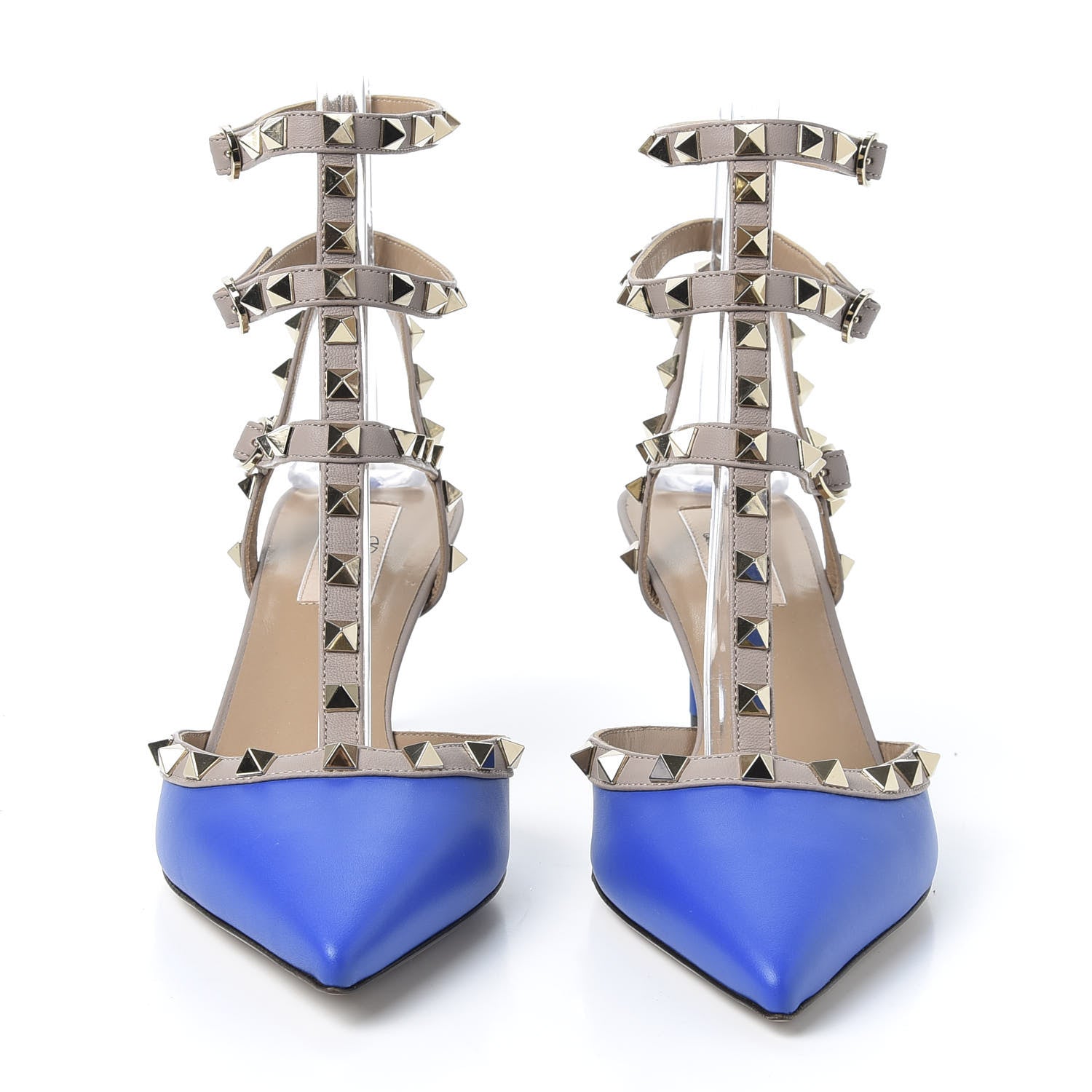 Valentino Garavani Calfskin Nappa Rockstud Ankle Strap 65mm Pumps 39.5 Acid Blue Poudre 2 of 9